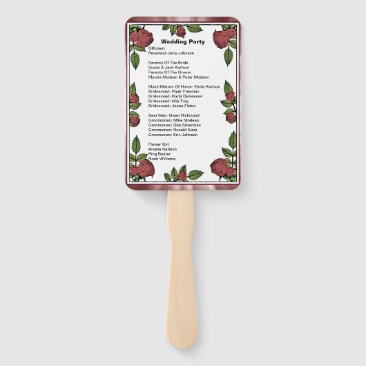 Red Roses Lijst met Border Afbeelding Party Lijst Handwaaier (Achterkant)