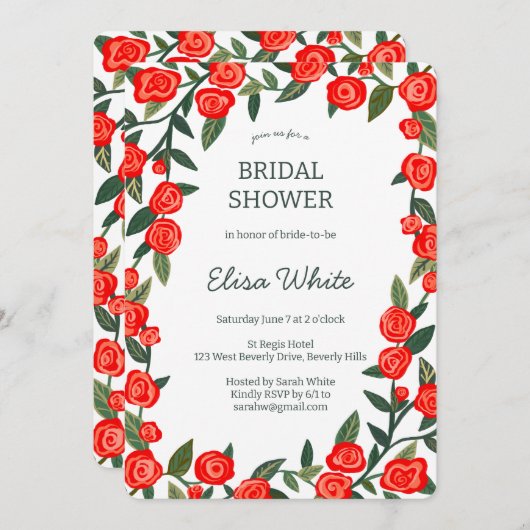 Red Roses Lijst Vrijgezellenfeest AANGEPASTE QR-co Kaart (Voorkant / Achterkant)