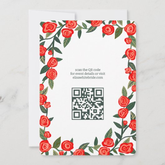 Red Roses Lijst Vrijgezellenfeest AANGEPASTE QR-co Kaart (Achterkant)