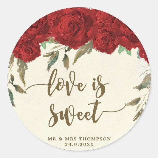 Red Roses Love is lieve gunst sticker (Voorkant)