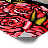 Red Roses Maine Coon Kitty Cat Art Roos Garden Cat Poster (Hoek)