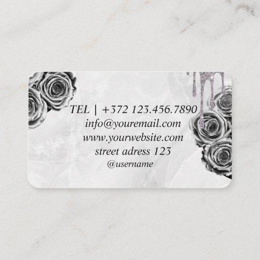 Red Roses Marble Initiaal Visitekaartje (Achterkant)