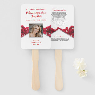 Red Roses Memorial Hand Fan Handwaaier