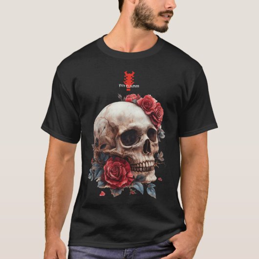 Red Roses metalen schedel | Ben Elkanar T-shirt (Voorkant)