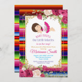 Red Roses Mexican Floral Fiesta Baby shower Kaart (Voorkant / Achterkant)