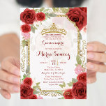 Red Roses Mexican Girl Mis Quince Kaart<br><div class="desc">Red Roses Mexican Girl Mis Quince Invitation Mis Quince Anos,  15e verjaardag</div>