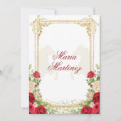 Red Roses Mexican Girl Quinceanera Celebration Kaart (Achterkant)