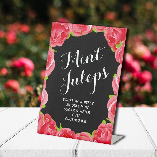 Red Roses Mint Juleps Reclamebord Met Voetstuk