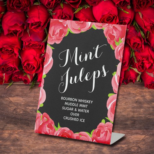 Red Roses Mint Juleps Reclamebord Met Voetstuk