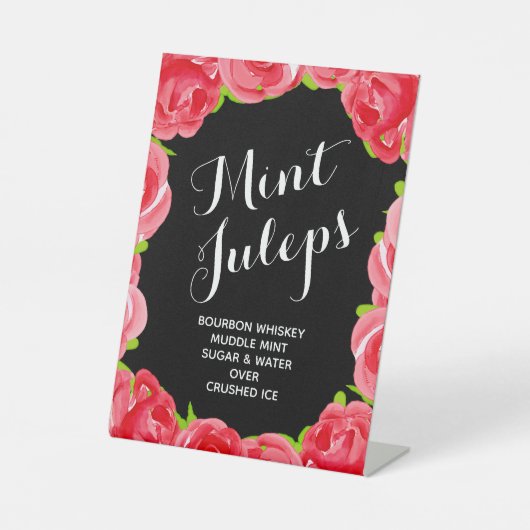 Red Roses Mint Juleps Reclamebord Met Voetstuk (Voorkant)