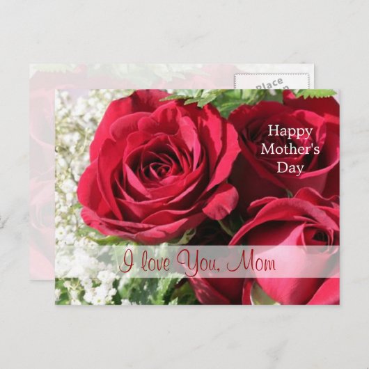 Red Roses Moederdag Briefkaart (Voorkant / Achterkant)