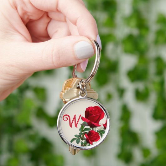 Red Roses Monogram Initialen sleutelhanger (Hand)