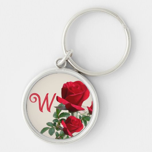 Red Roses Monogram Initialen sleutelhanger (Voorkant)