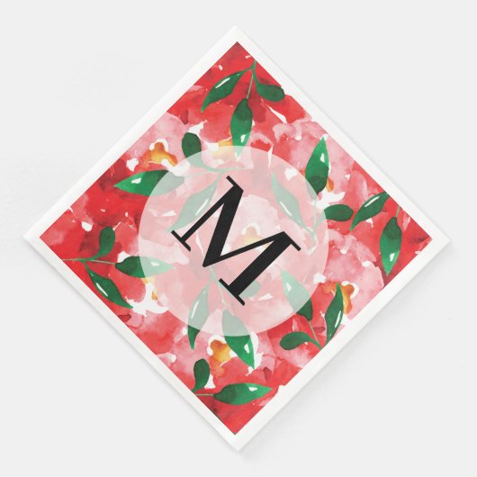Red Roses Monogram Papier Servet (Hoek)