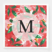 Red Roses Monogram Papier Servet (Voorkant)