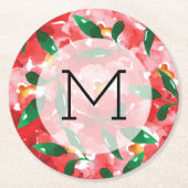 Red Roses Monogram Ronde Kartonnen Onderzetter (Voorkant)