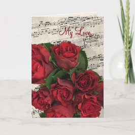 Red Roses Music Valentijnsdag Feestdagen Kaart