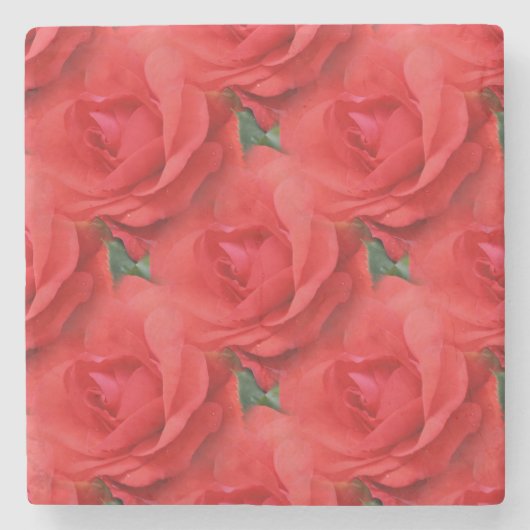 Red Roses Natuur Art Pattern Stenen Onderzetter (Voorkant)