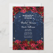 Red Roses Navy Blue Gold Enchanted Vrijgezellenfee Kaart (Voorkant)