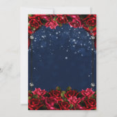 Red Roses Navy Blue Gold Enchanted Vrijgezellenfee Kaart (Achterkant)