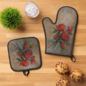 Red Roses Ovenwant & Pannenlap Set (Top down)