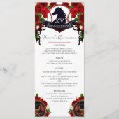 Red Roses Paard Crest Elegant Charro Quince Party Menu (Voorkant)