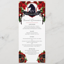 Red Roses Paard Crest Elegant Charro Quince Party Menu