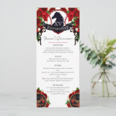 Red Roses Paard Crest Elegant Charro Quince Party Menu (Staand voorkant)