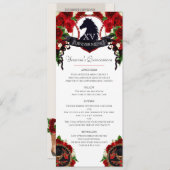Red Roses Paard Crest Elegant Charro Quince Party Menu (Voorkant / Achterkant)