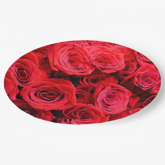 Red roses papieren bordje (Gekanteld)