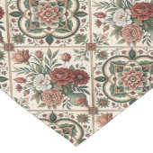 Red Roses Pastel Groene Tegels Shabby Chic Decor Lange Tafelloper (Hoek)