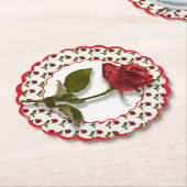 Red Roses Pattern - Floral Photography - Scalloped Kartonnen Onderzetters (Gekanteld)