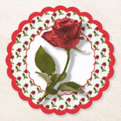 Red Roses Pattern - Floral Photography - Scalloped Kartonnen Onderzetters (Voorkant)