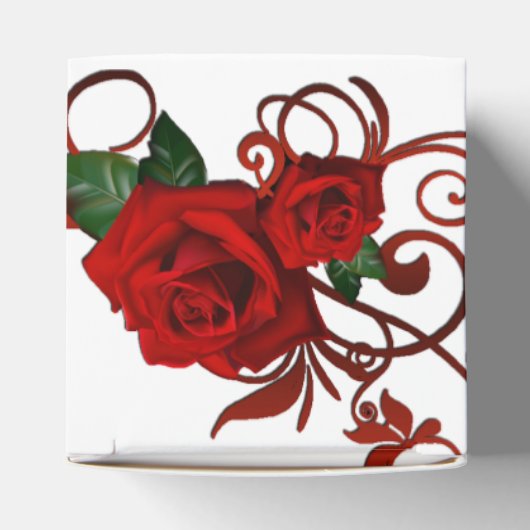 Red Roses Pattern Heart Favor Box Bedankdoosjes (Bovenkant)