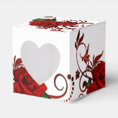 Red Roses Pattern Heart Favor Box Bedankdoosjes (Voorkant Zijde)