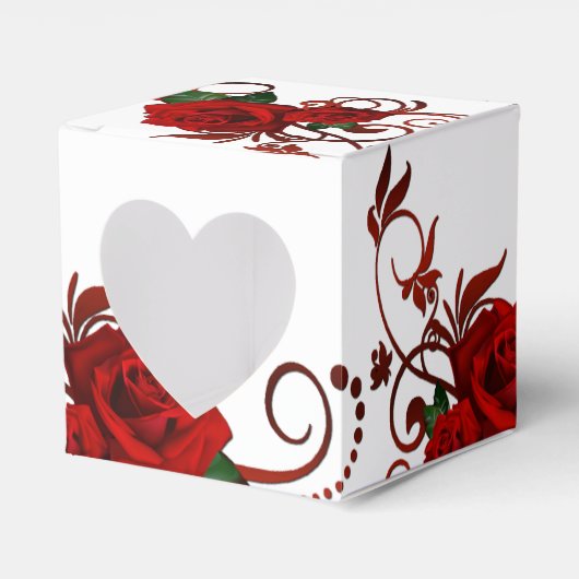 Red Roses Pattern Heart Favor Box Bedankdoosjes (Voorkant Zijde)