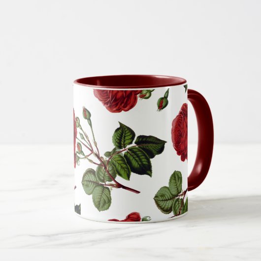 Red Roses Pattern Mok (Voorkant rechts)