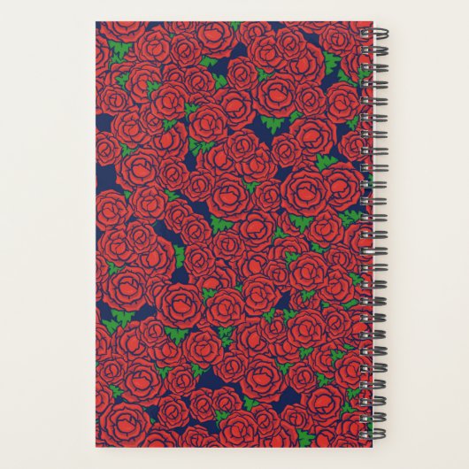  Red Roses Pattern Valentijn Art Flowers Planner (Achterkant)