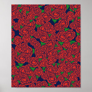  Red Roses Pattern Valentijn Art Flowers Poster