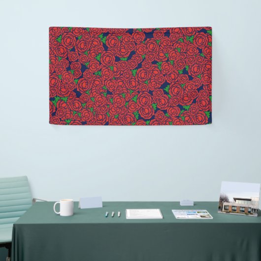  Red Roses Pattern Valentijn Art Flowers Spandoek (Beurs)