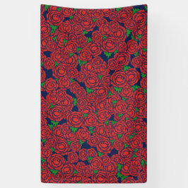  Red Roses Pattern Valentijn Art Flowers Spandoek