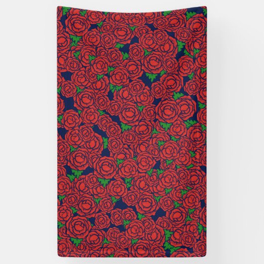  Red Roses Pattern Valentijn Art Flowers Spandoek (Verticaal)