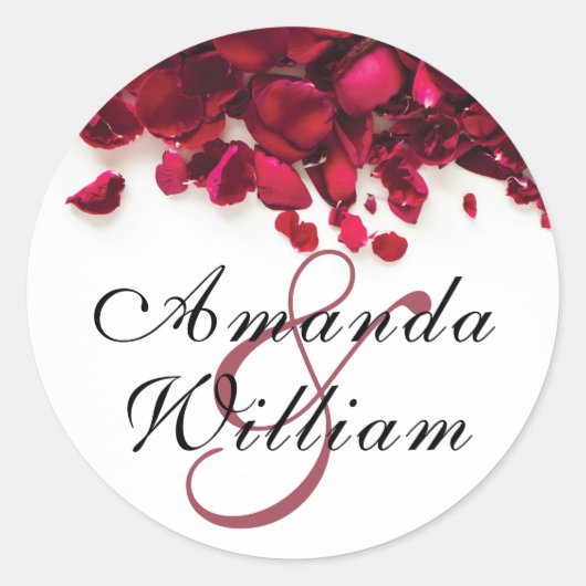 Red Roses Personalized Wedding Ronde Sticker (Voorkant)
