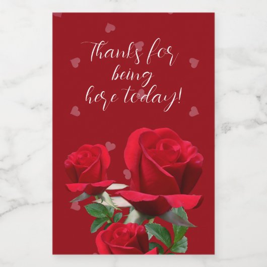 Red Roses Personalized Wedding Wijn Etiket (Enkel label)