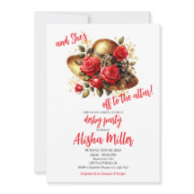 Red Roses Pet Derby Bridal Shower Uitnodiging