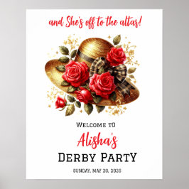 Red Roses Pet Derby Vrijgezellenfeest Welkom Poster