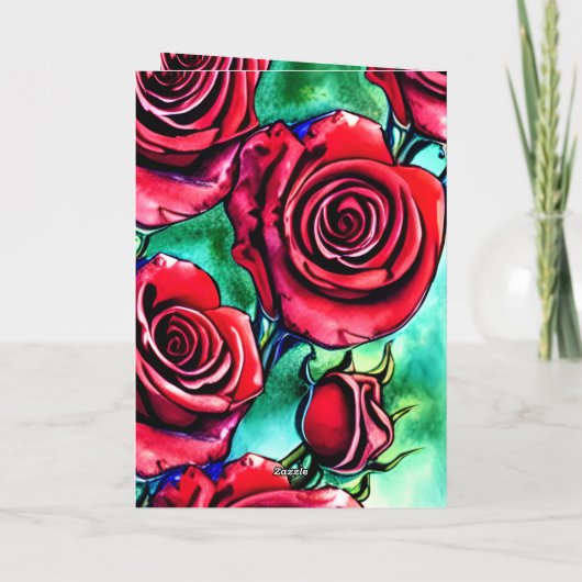 Red Roses Photo Valentijnsdag Love to My Wife Feestdagen Kaart (Achterkant)