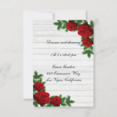 Red Roses Pine Branch kerstbruiloft Reception Kaart (Voorkant)