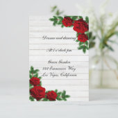 Red Roses Pine Branch kerstbruiloft Reception Kaart (Staand voorkant)