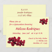 Red Roses Quinceanera Uitnodiging (Voorkant / Achterkant)